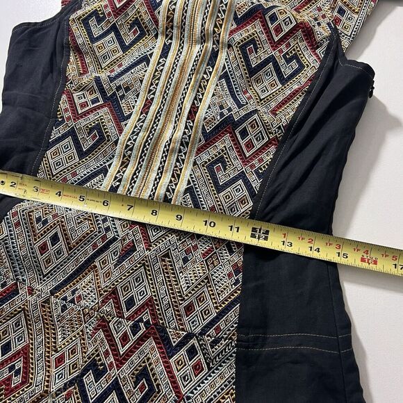 Burning Torch Top Women’s M Peplum Full Embroidered Geometric Structured Blouse - Picture 5 of 6